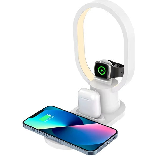4 In 1 Wireless Charger with Lamp | White 4 In 1 Wireless Charger with Lamp | White